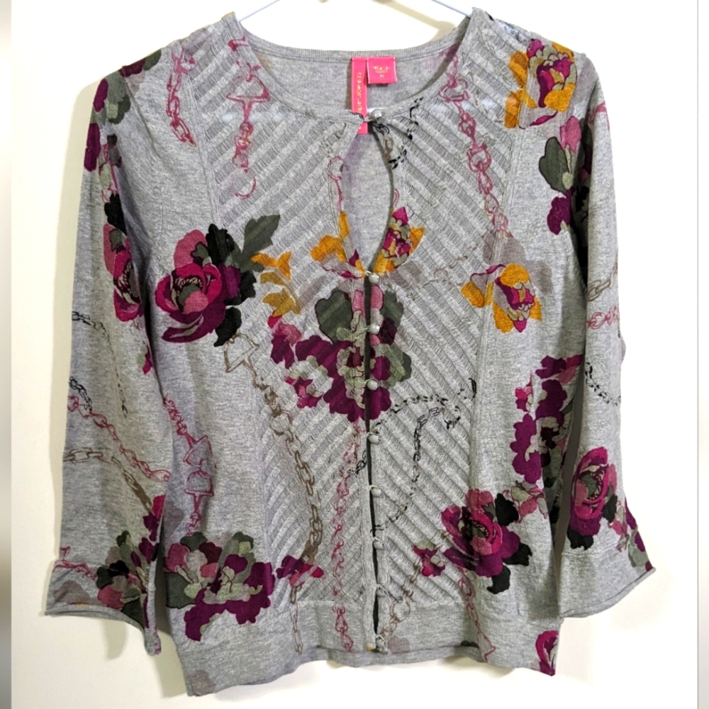 Charlotte Tarantola gray floral cardigan